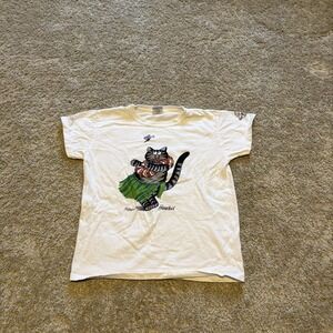 B Kilban Cat T Shirt Women's Small Double Sided Aloha Hawaii Short Sleeve